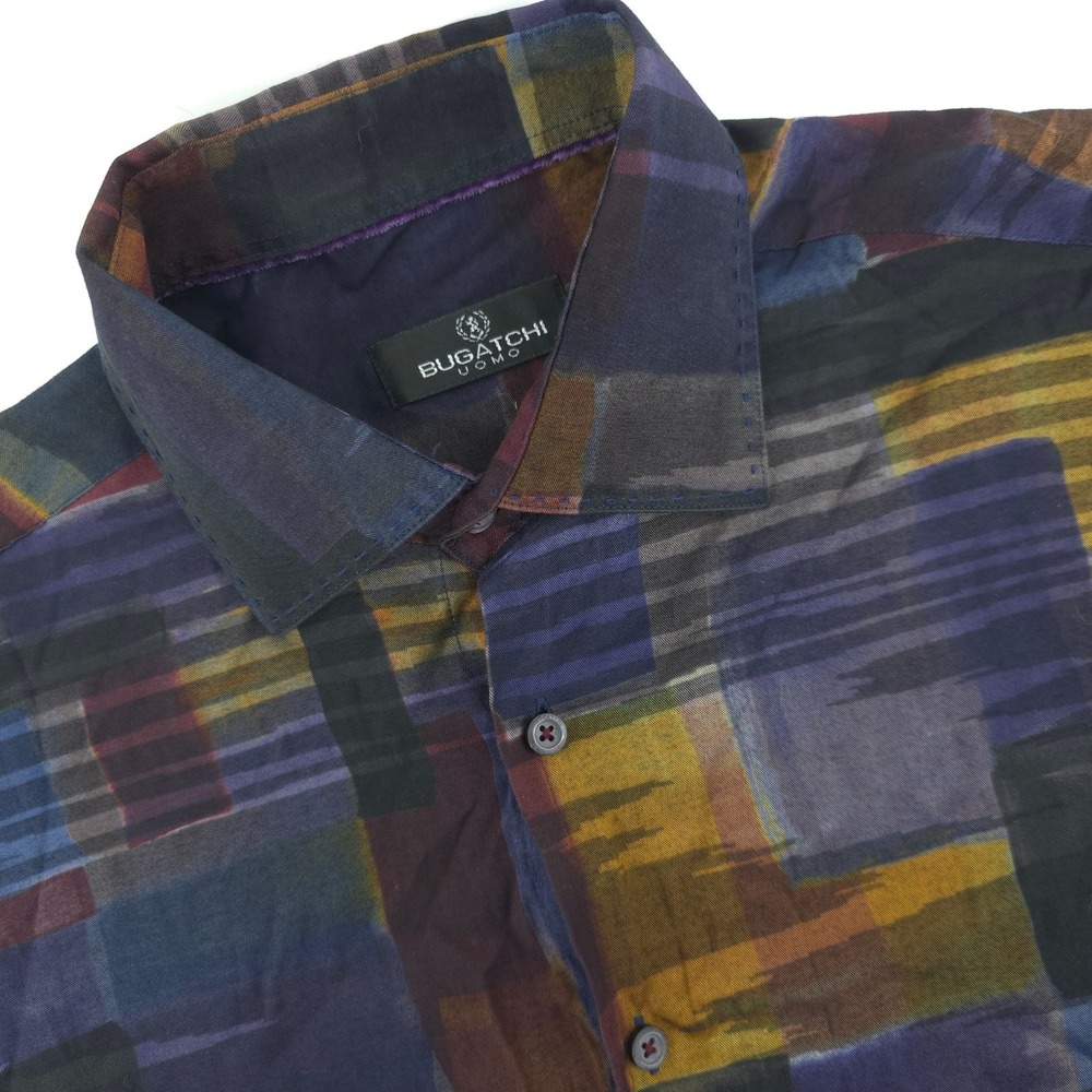 Bugatchi Uomo Men's L Long Sleeve Button Up Shirt Abstract Colorful Pattern